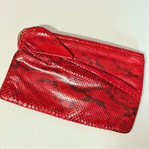 Vintage Morris Moskowitz Red Genuine Snakeskin Clutch Purse